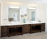 Stylish bathroom with closed and open storage